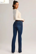 Denim Mid-Rise Flared Jeans in Indigo