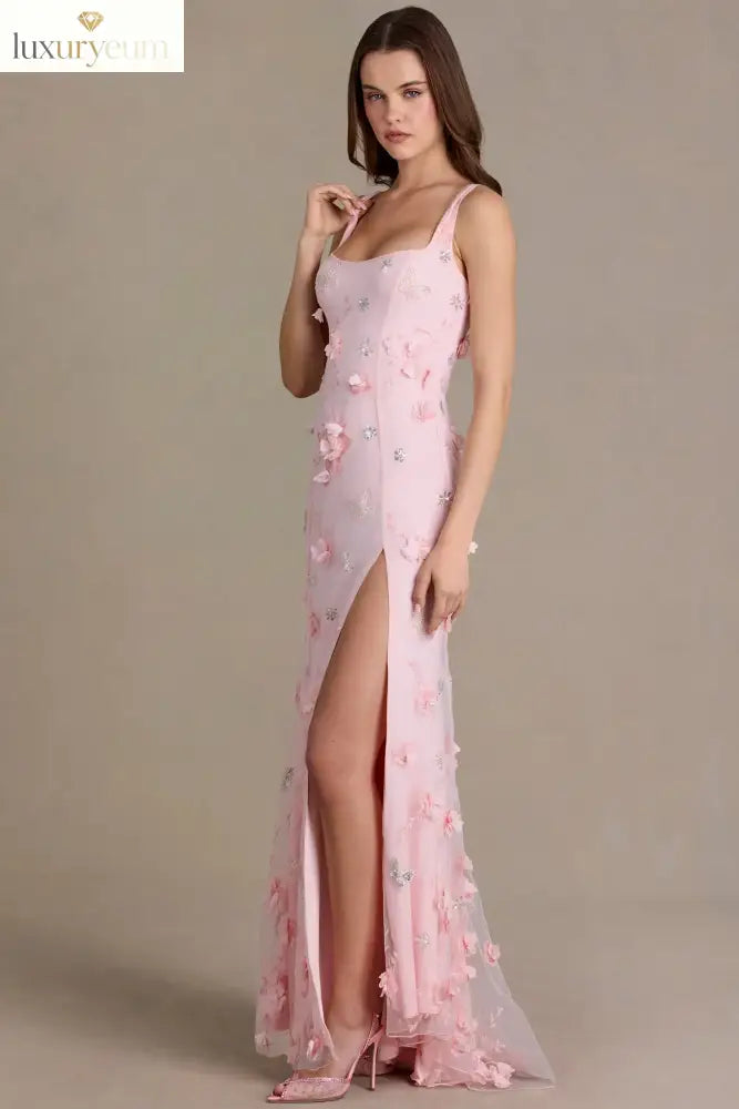 Embellished Corset Gown in Baby Pink