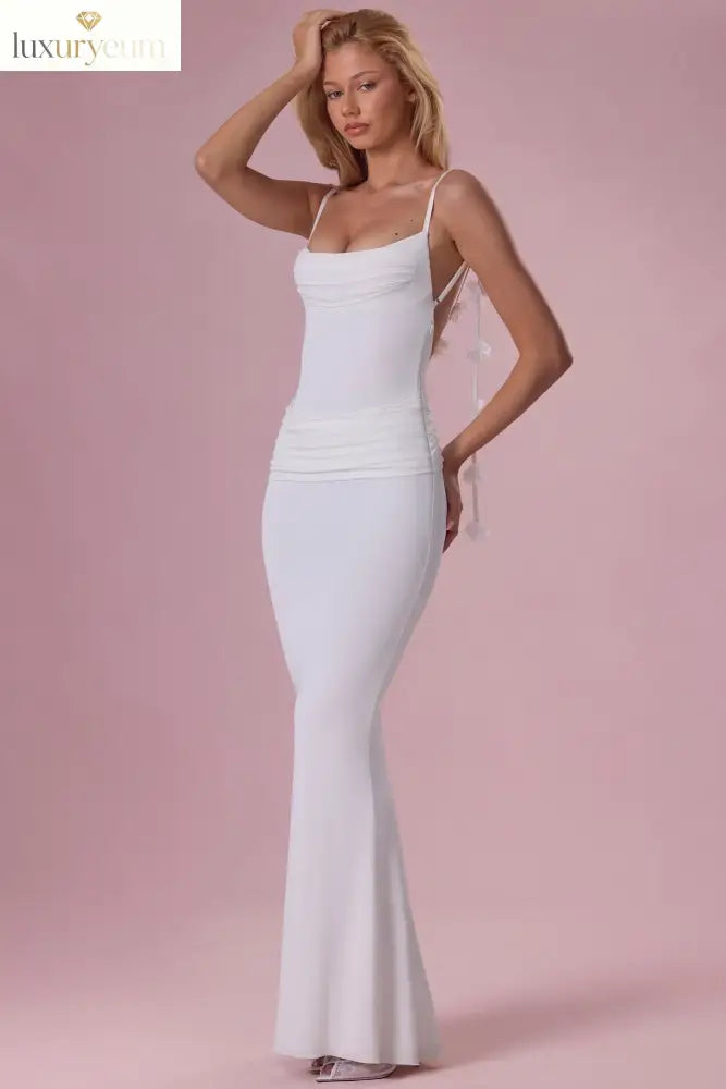 Jersey Draped Gown in Coconut