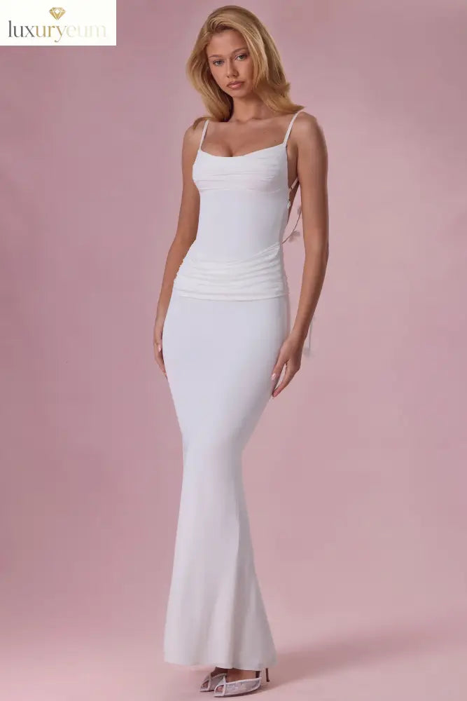 Jersey Draped Gown in Coconut