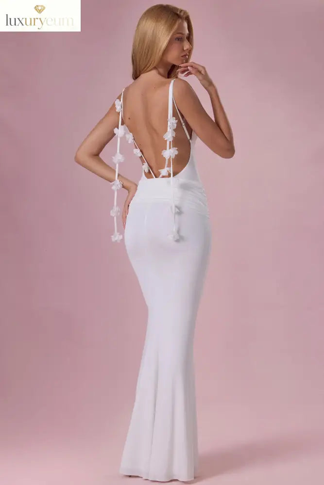 Jersey Draped Gown in Coconut
