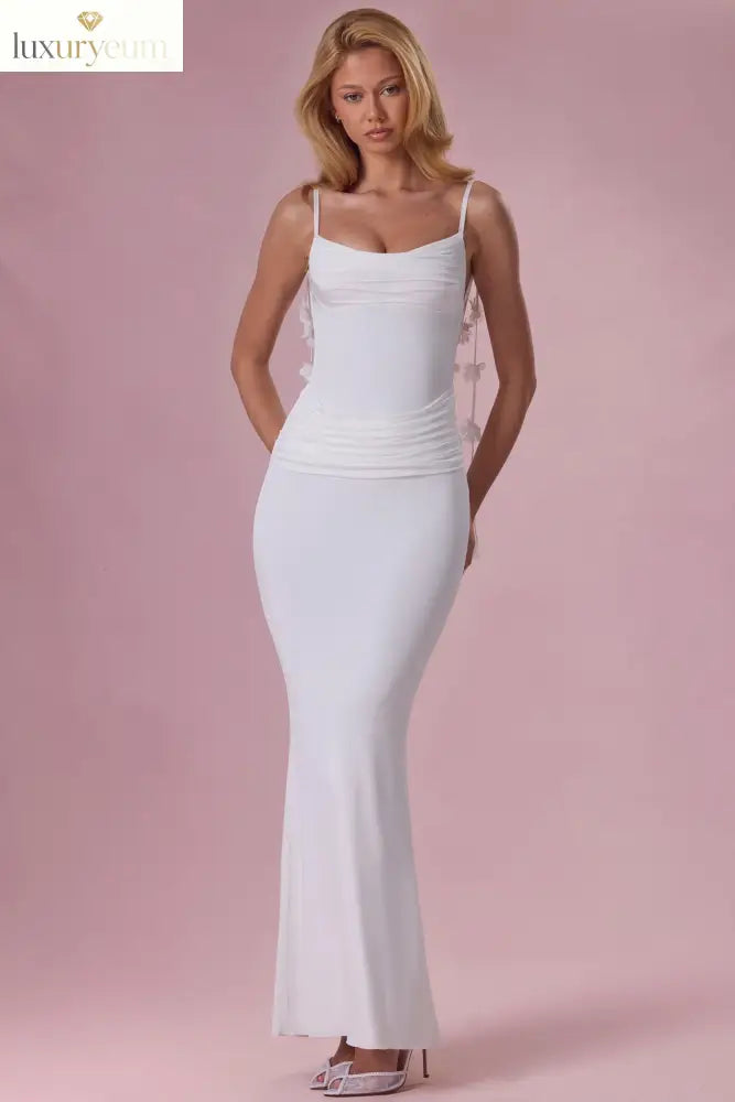 Jersey Draped Gown in Coconut
