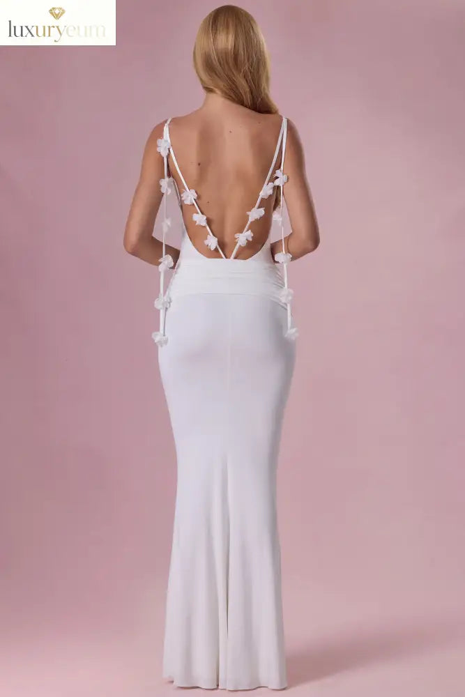 Jersey Draped Gown in Coconut