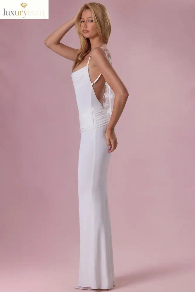 Jersey Draped Gown in Coconut