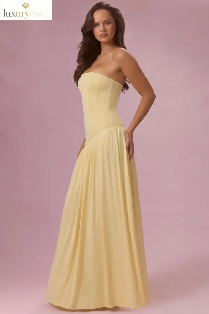 Jersey Strapless Gown in Butter