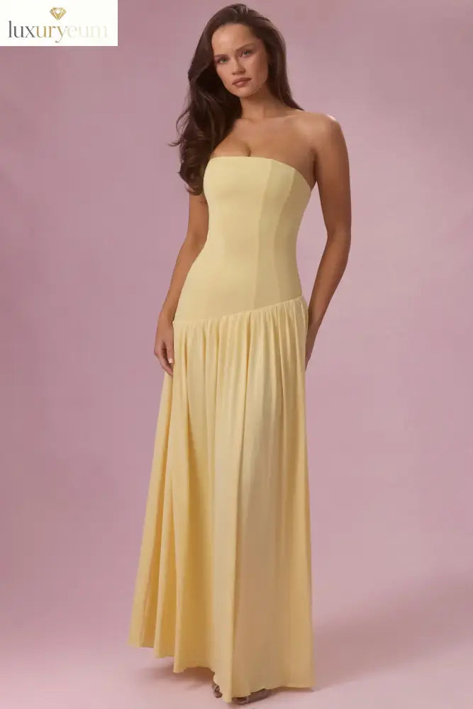 Jersey Strapless Gown in Butter