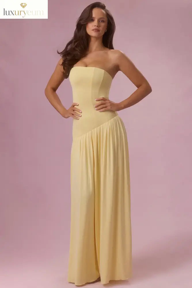Jersey Strapless Gown in Butter
