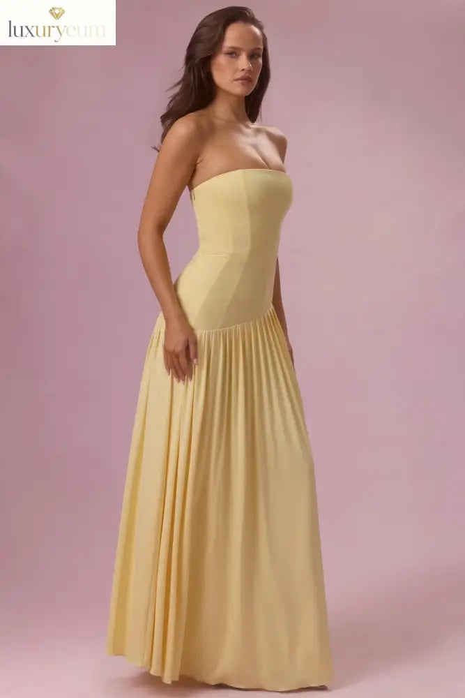 Jersey Strapless Gown in Butter
