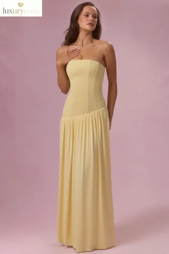 Jersey Strapless Gown in Butter
