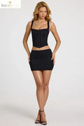 Lace Mini Skirt in Black