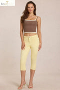 Mid-Rise Capri Jeans in Lemon Yellow