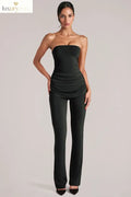 Mid-Rise Fitted Trousers in Black