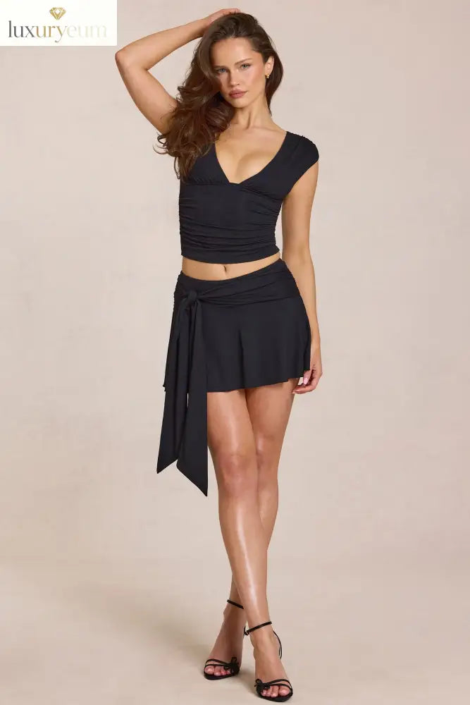 Mid-Rise Skort in Black