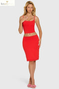 Modal Lace-Trim Midi Skirt in Cherry