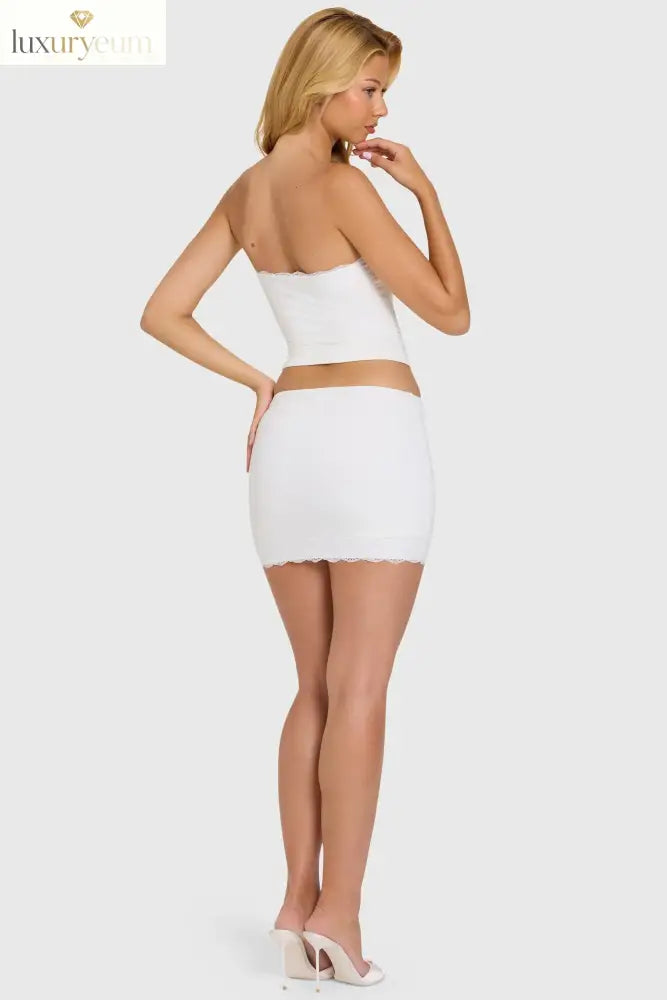 Modal Lace-Trim Skort in Coconut
