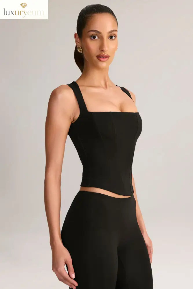 Modal Square-Neck Top in Black