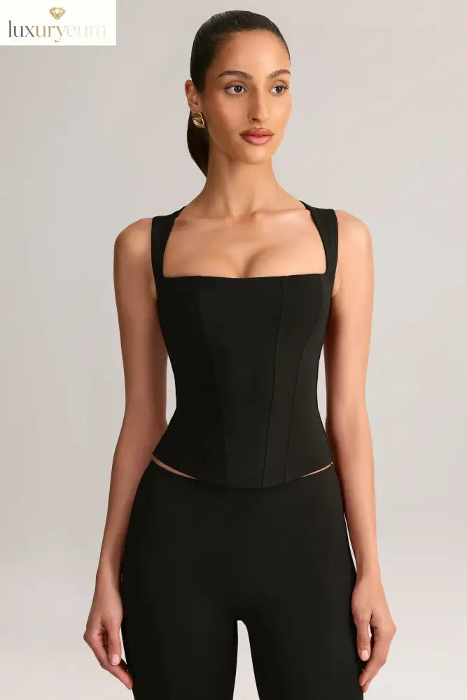 Modal Square-Neck Top in Black