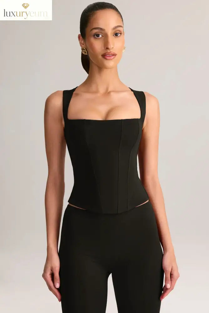 Modal Square-Neck Top in Black