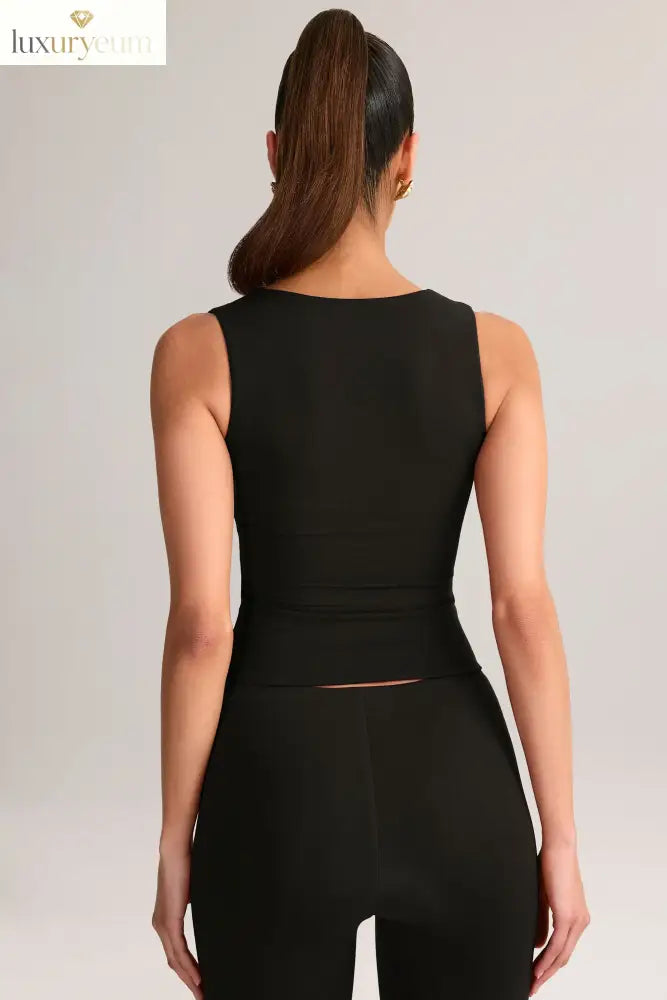 Modal Square-Neck Top in Black