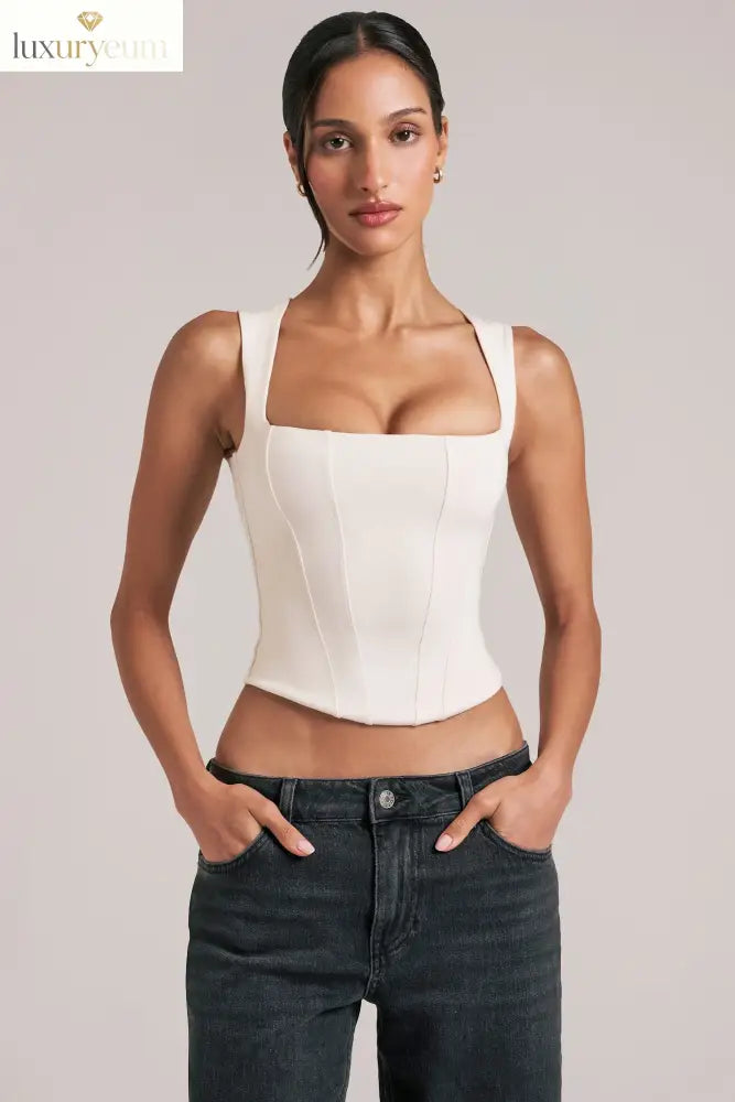 Modal Square-Neck Top in Ivory