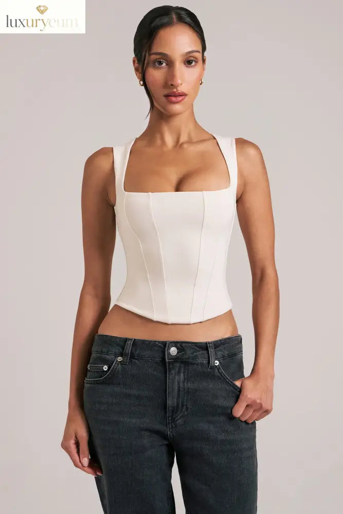 Modal Square-Neck Top in Ivory