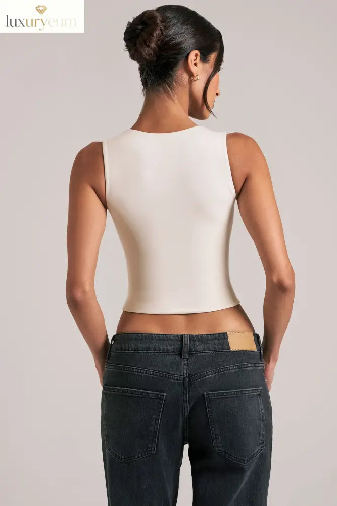 Modal Square-Neck Top in Ivory