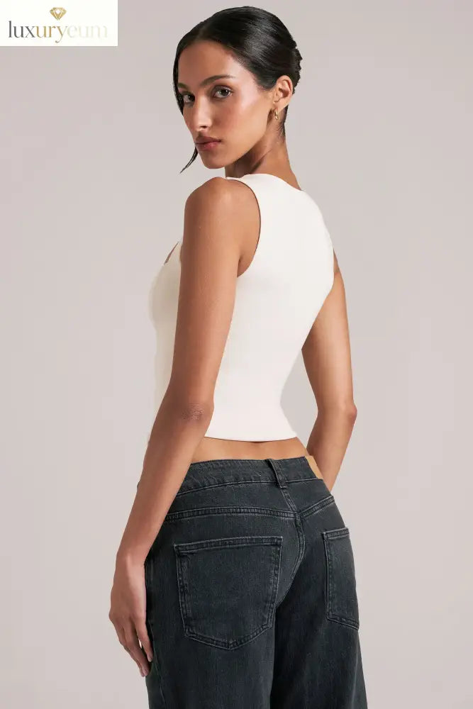 Modal Square-Neck Top in Ivory