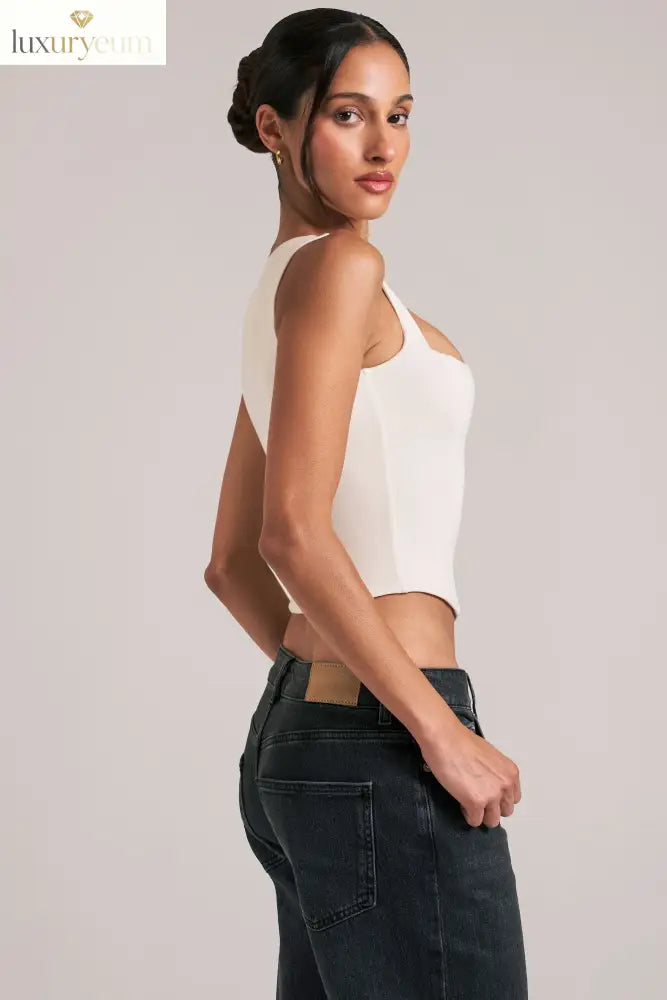 Modal Square-Neck Top in Ivory
