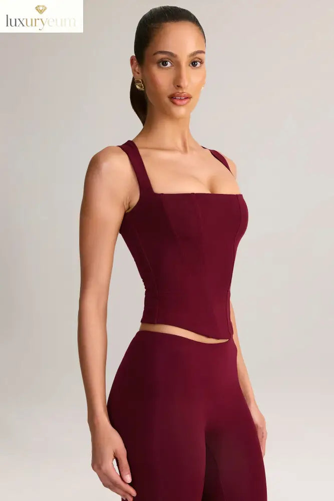 Modal Square-Neck Top in Wine