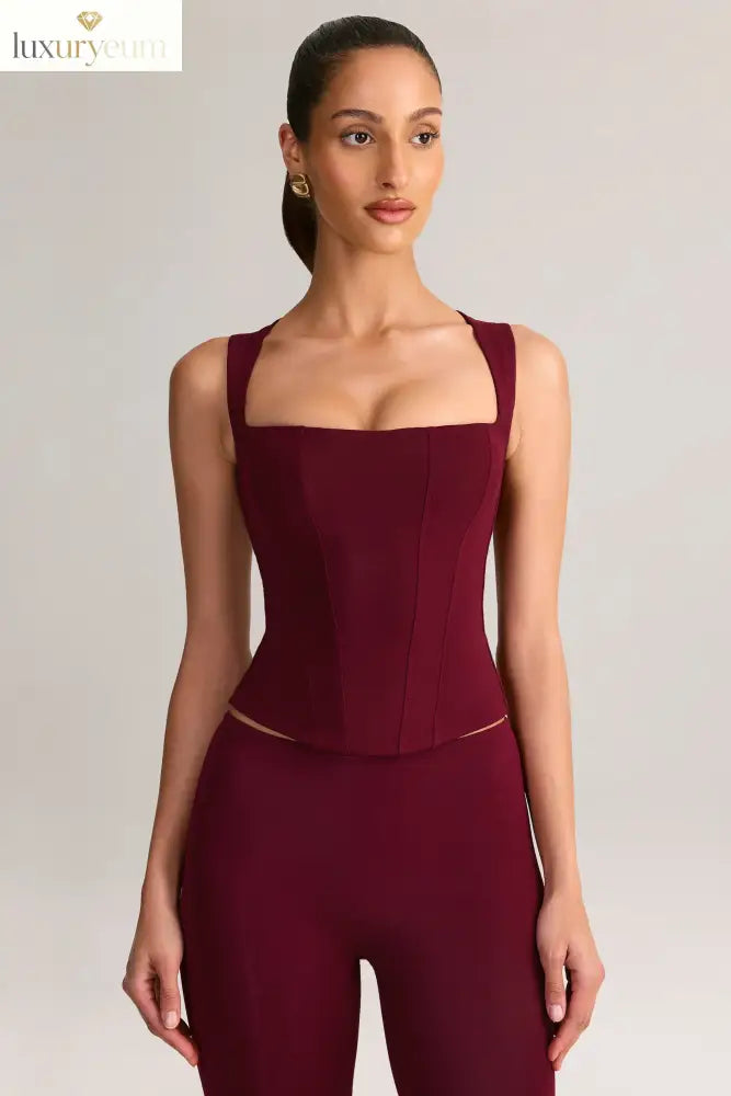 Modal Square-Neck Top in Wine