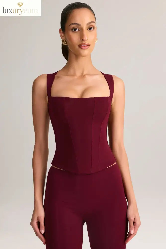 Modal Square-Neck Top in Wine