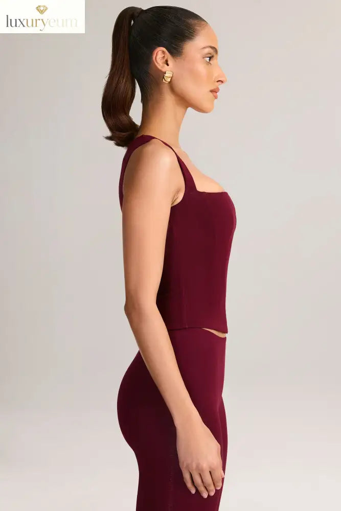 Modal Square-Neck Top in Wine