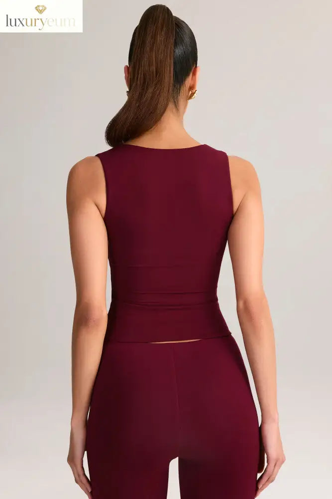 Modal Square-Neck Top in Wine