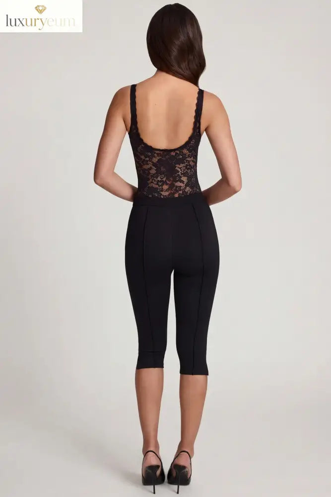Ponte Jersey Cropped Capri Trousers in Black