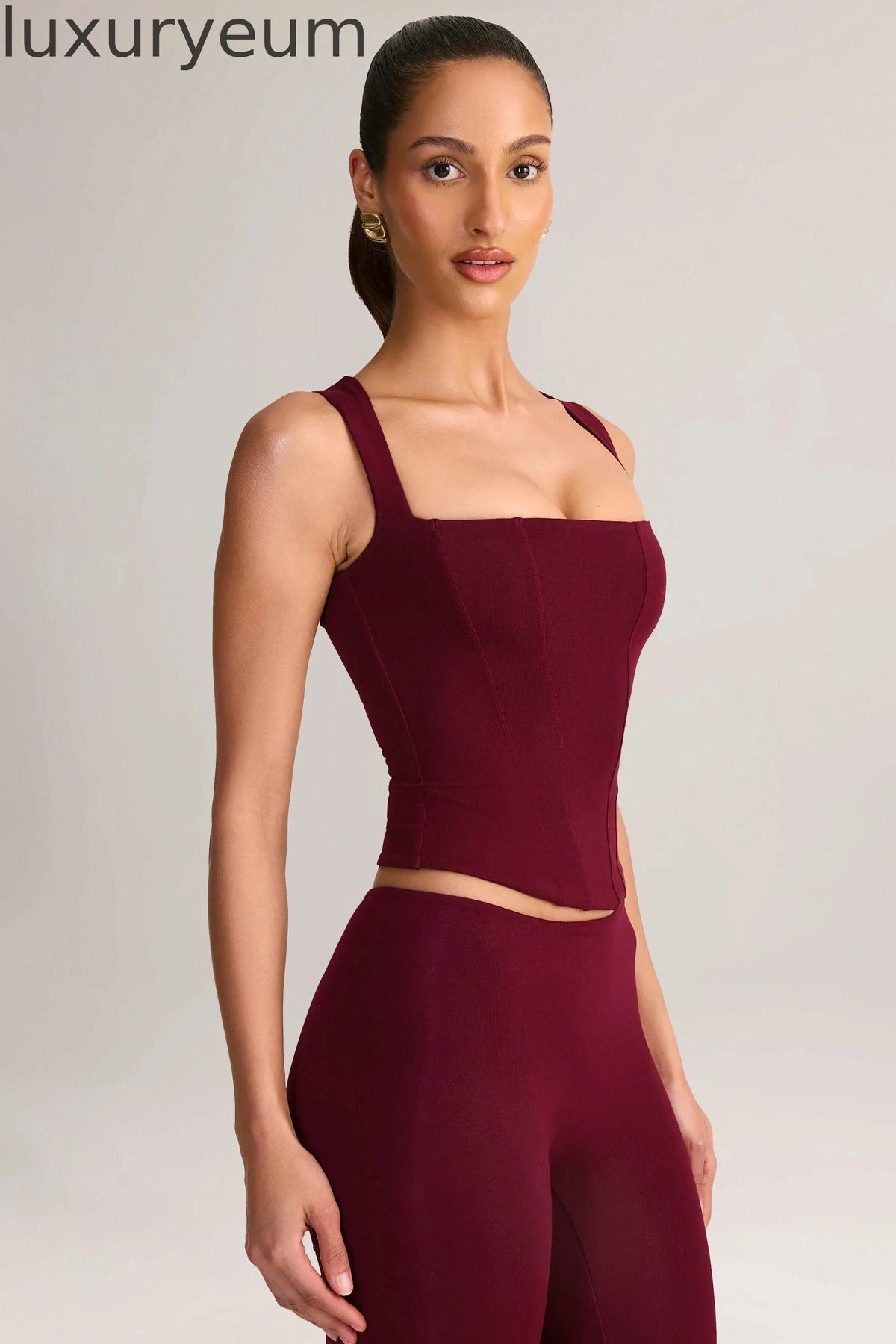 Modal Square-Neck Top in Wine