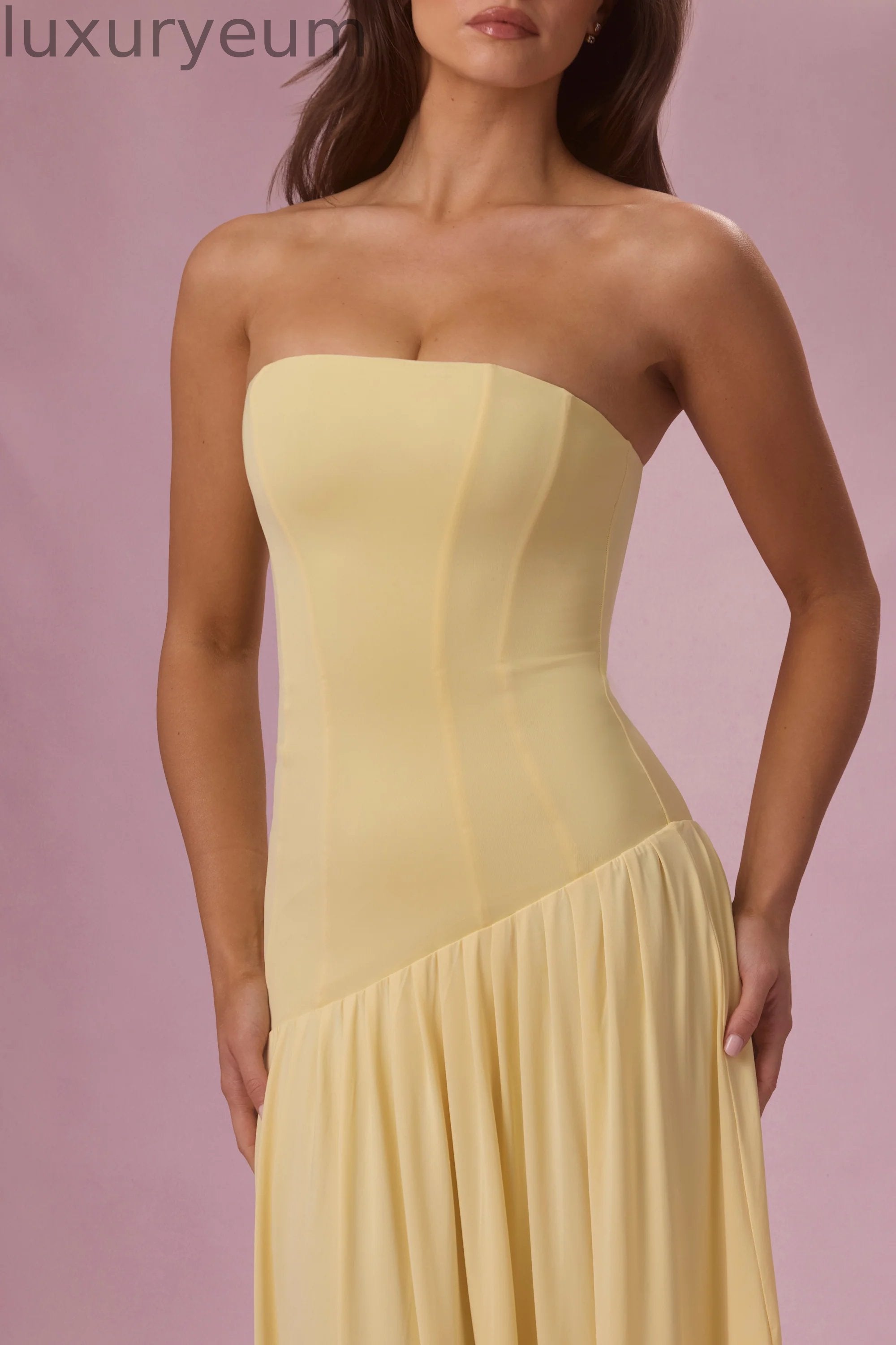 Jersey Strapless Gown in Butter