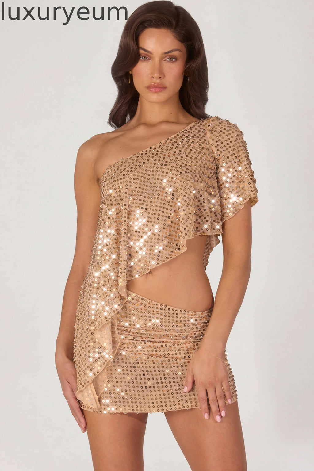 Embellished Micro Mini Skirt in Gold
