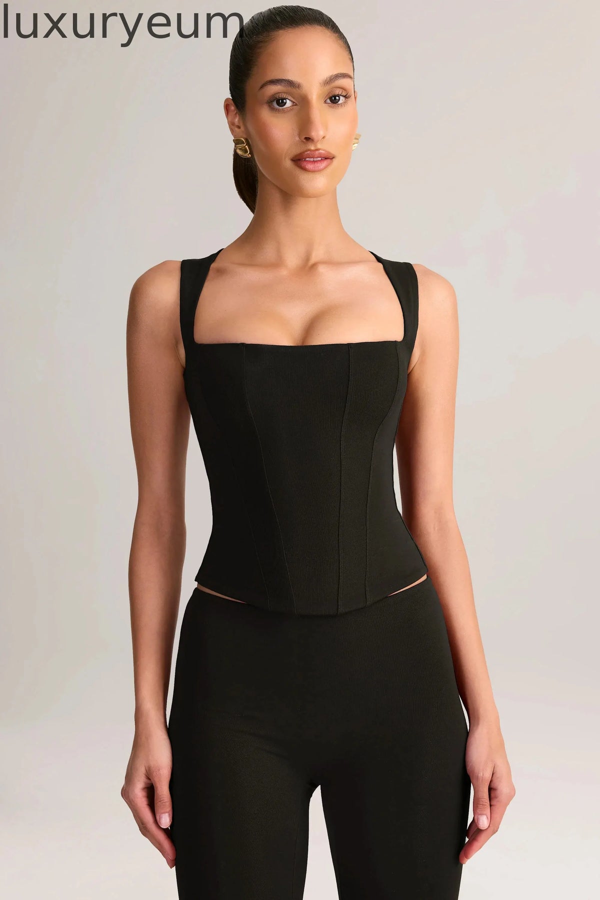 Modal Square-Neck Top in Black