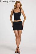 Lace Mini Skirt in Black