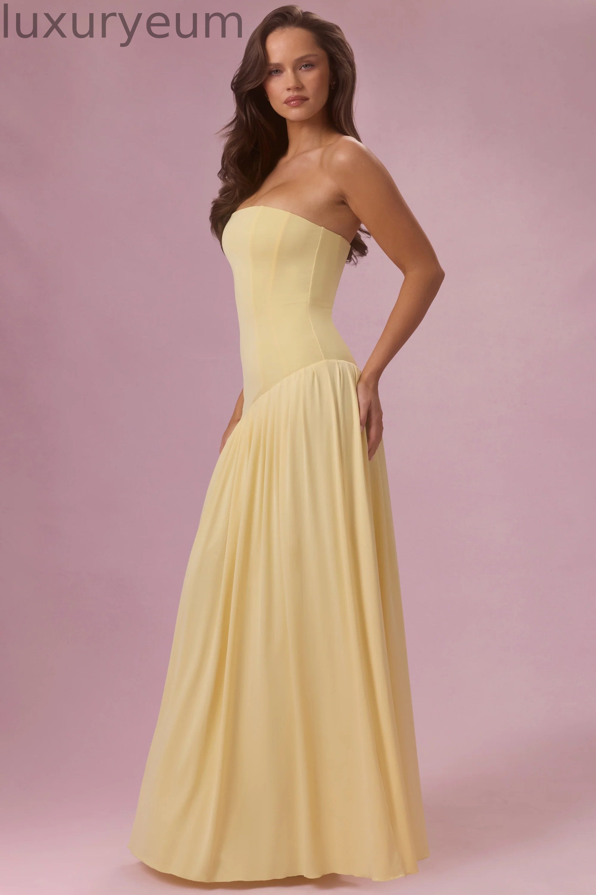 Jersey Strapless Gown in Butter