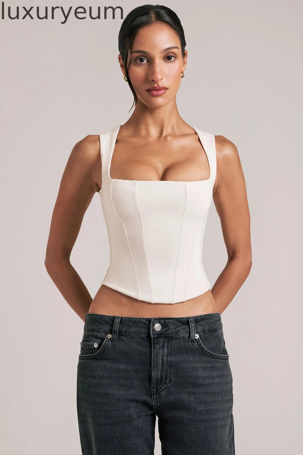 Modal Square-Neck Top in Ivory