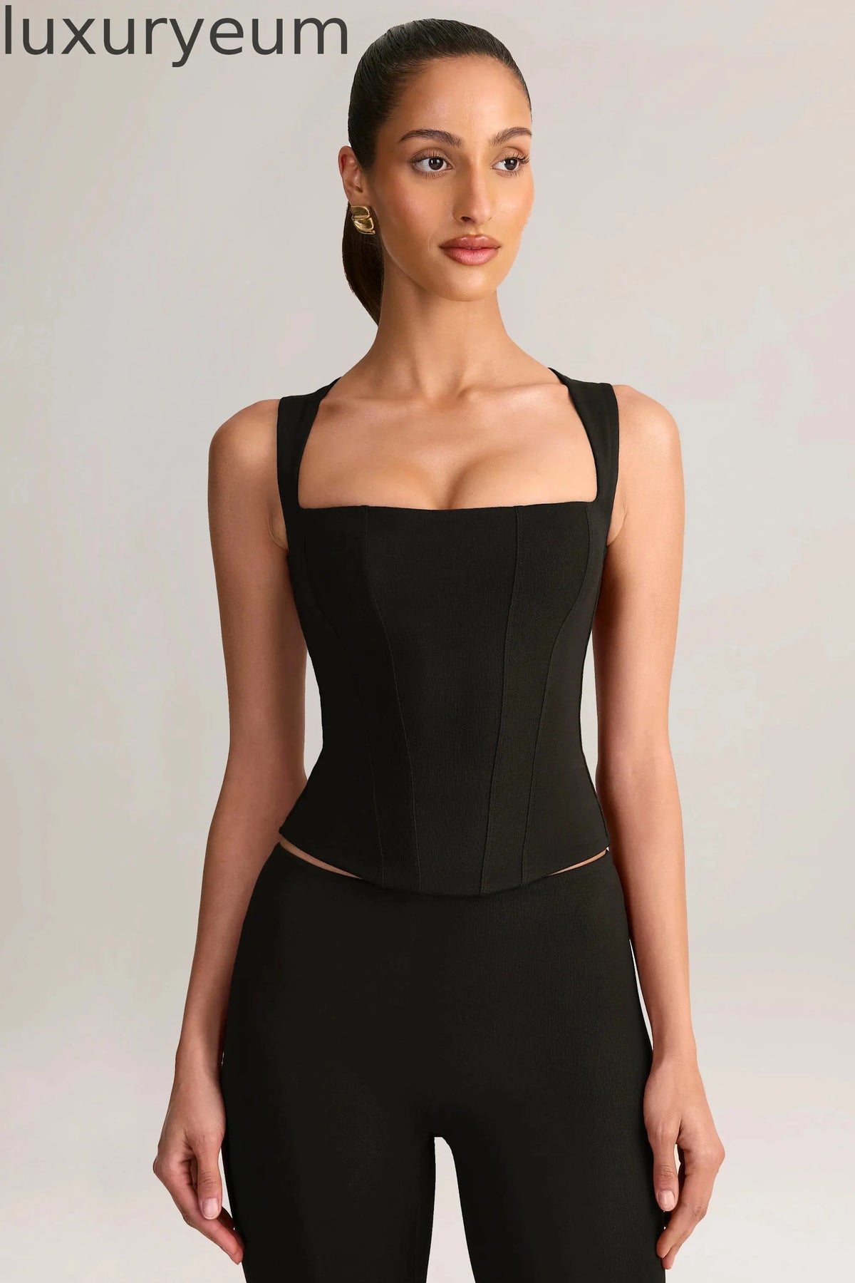 Modal Square-Neck Top in Black