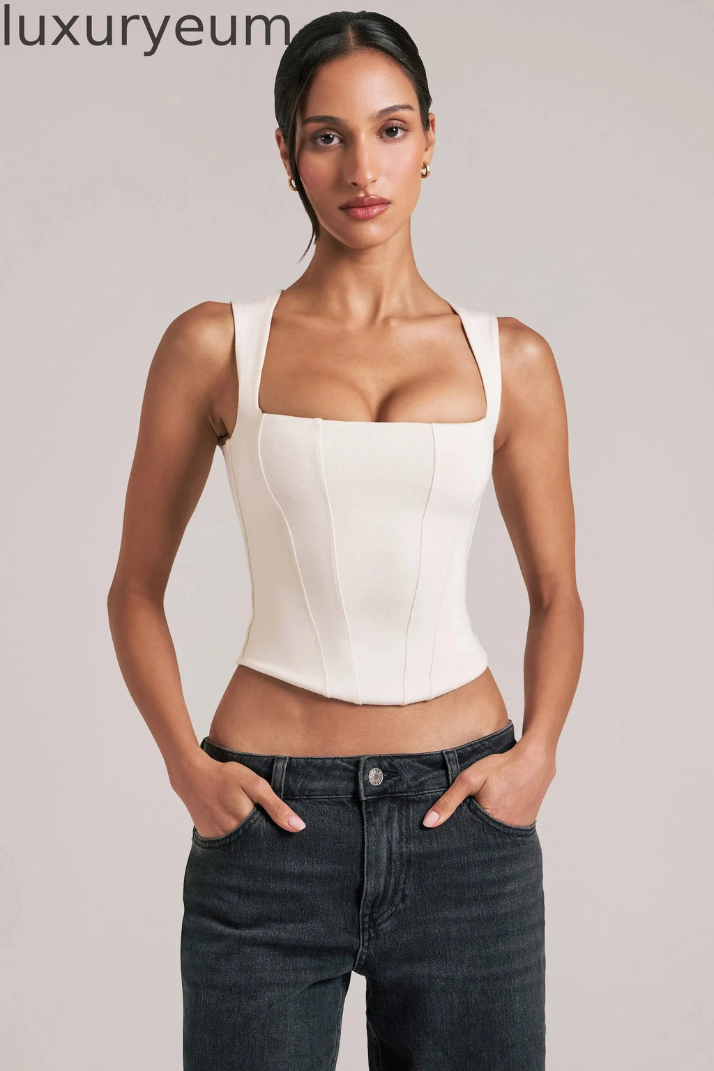 Modal Square-Neck Top in Ivory