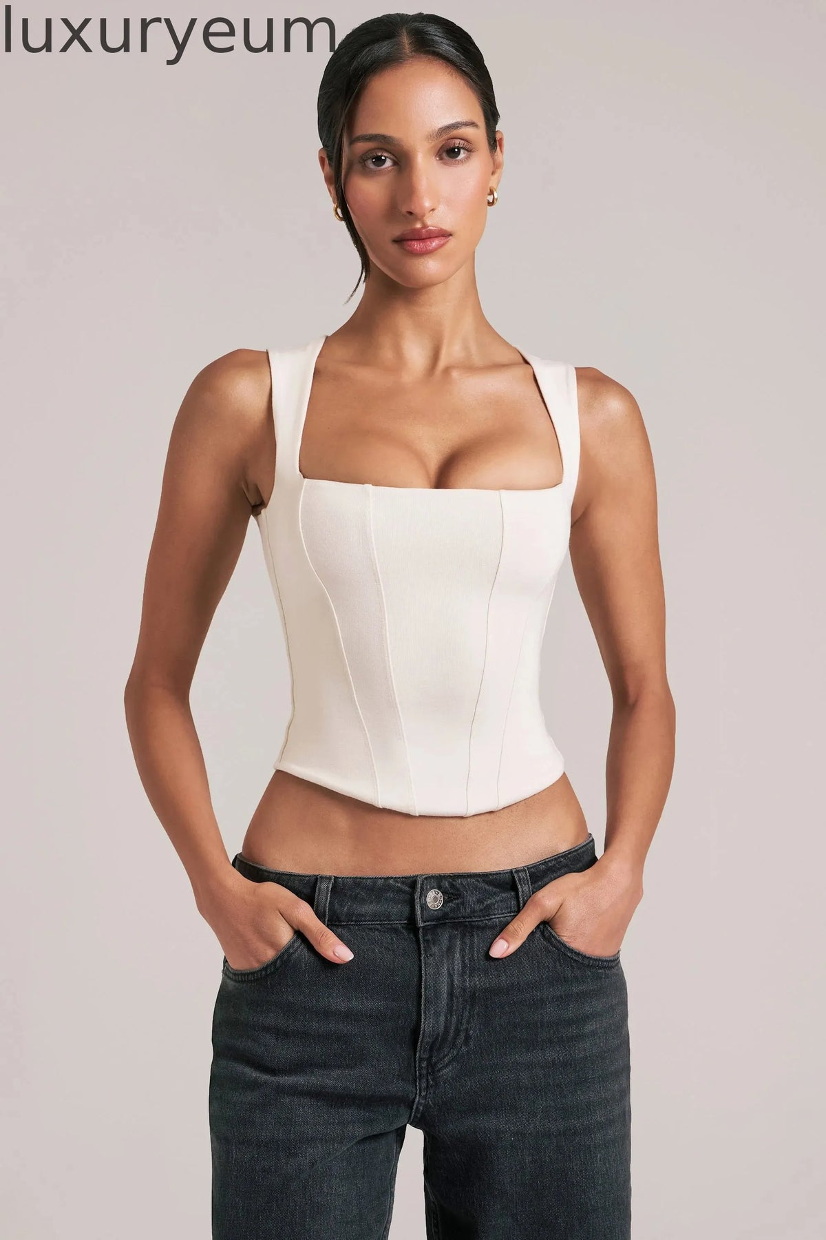Modal Square-Neck Top in Ivory