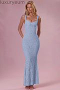 Lace Sweetheart-Neck Gown in Sky Blue