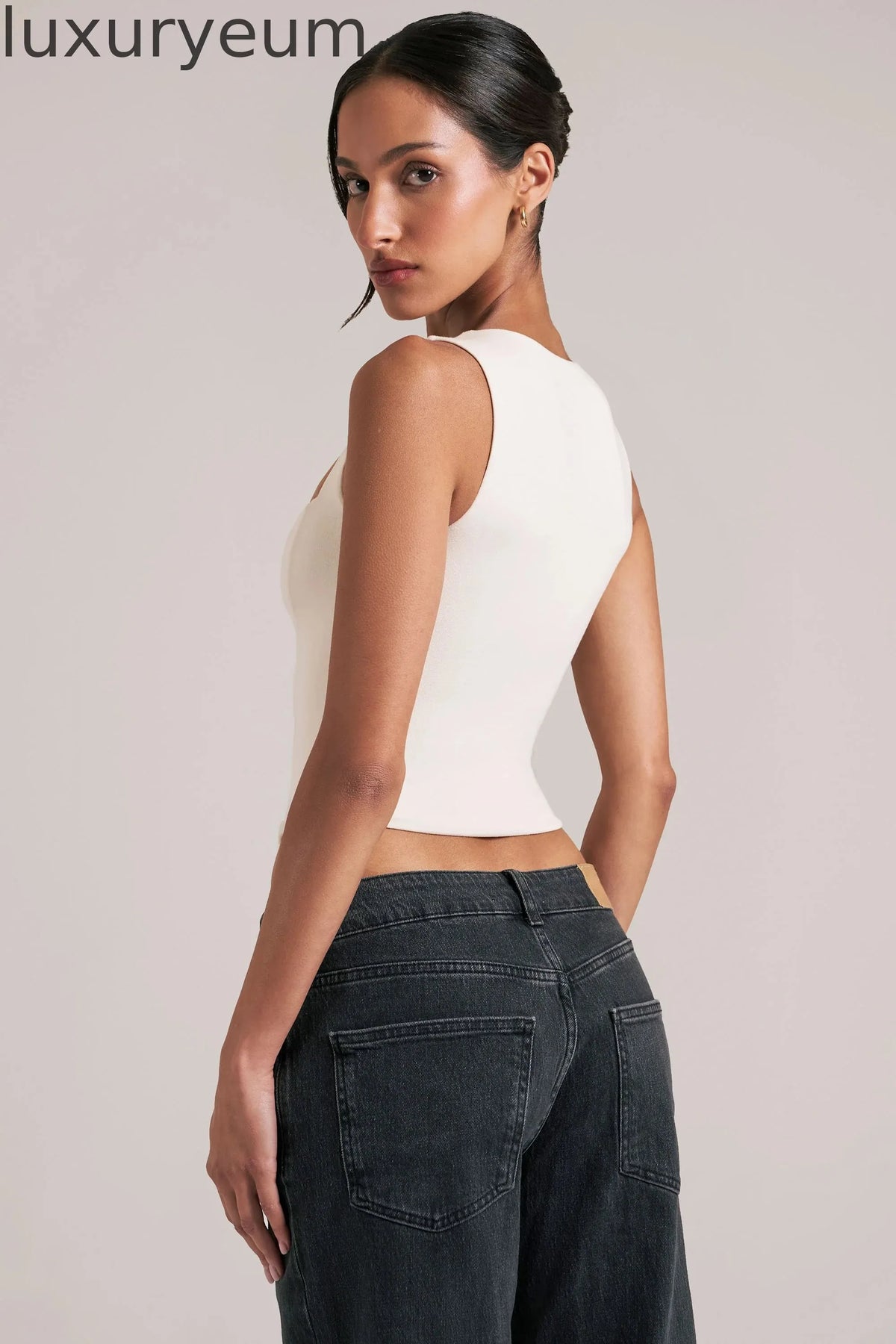 Modal Square-Neck Top in Ivory