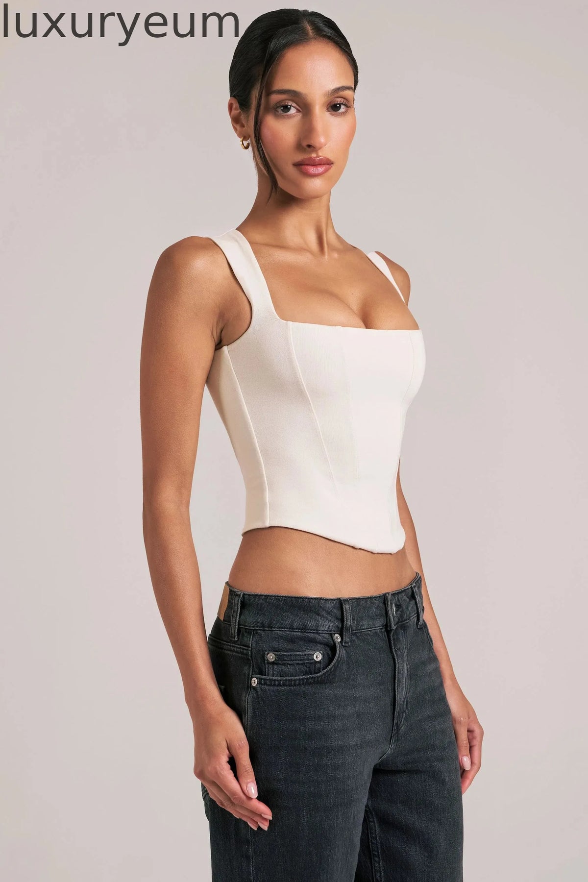 Modal Square-Neck Top in Ivory
