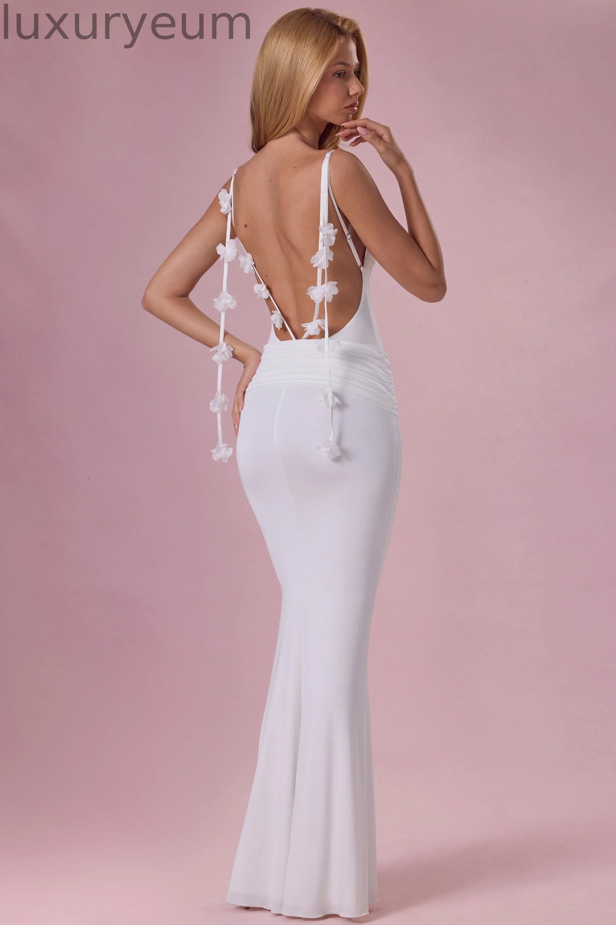 Jersey Draped Gown in Coconut