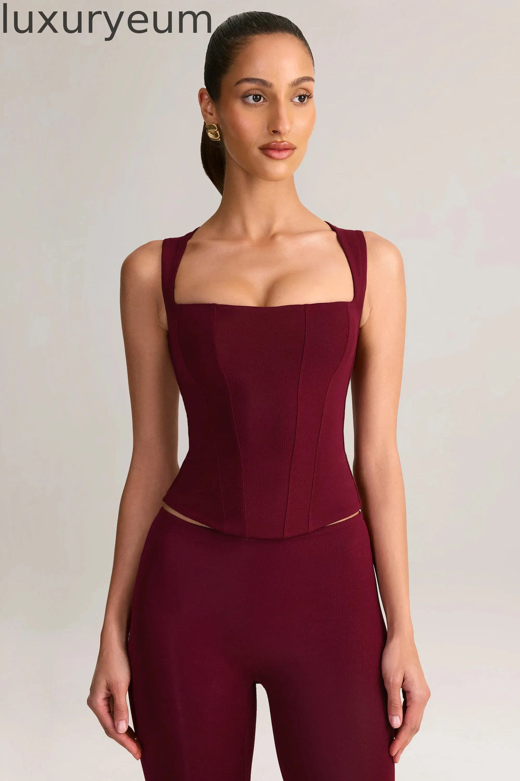 Modal Square-Neck Top in Wine