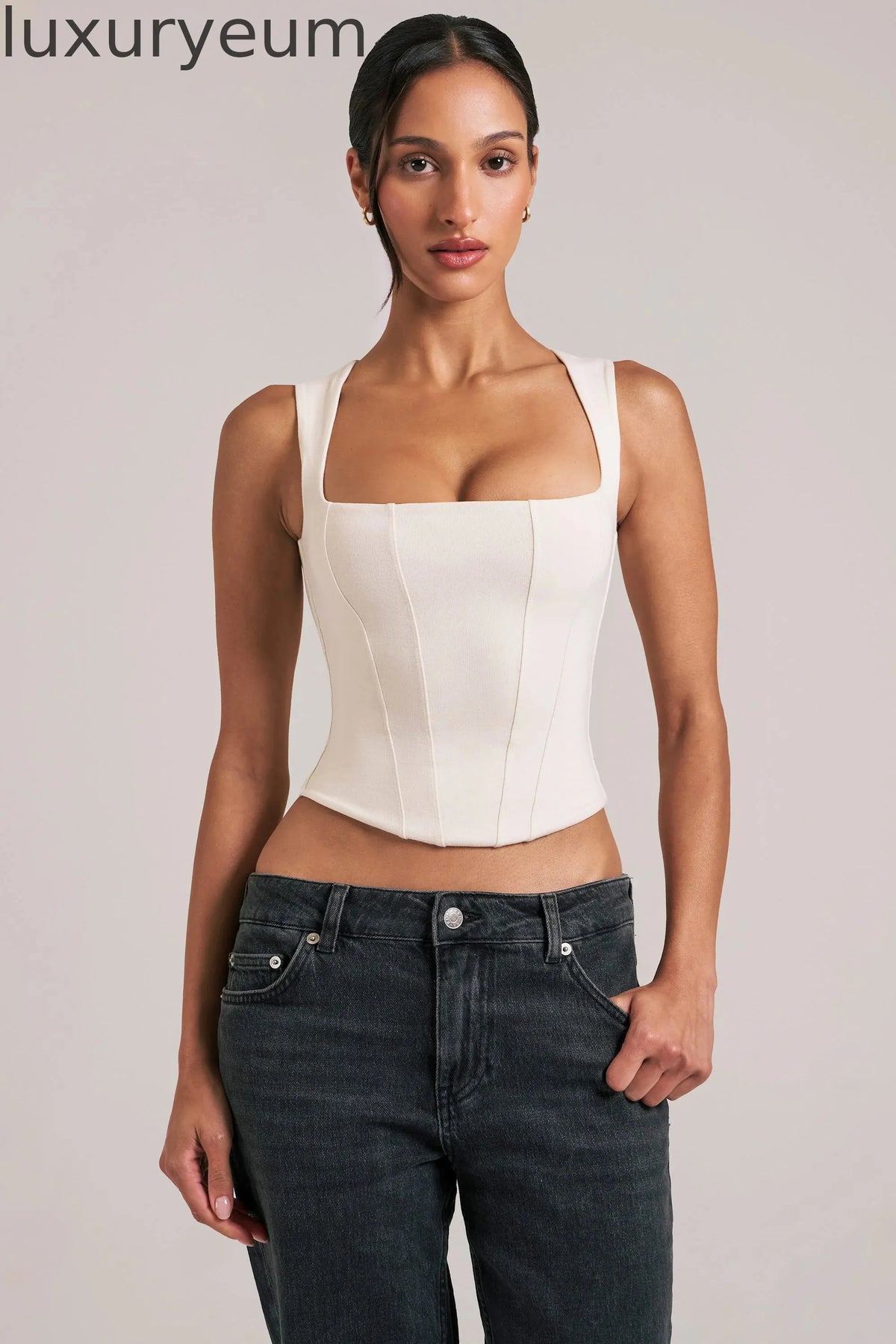 Modal Square-Neck Top in Ivory
